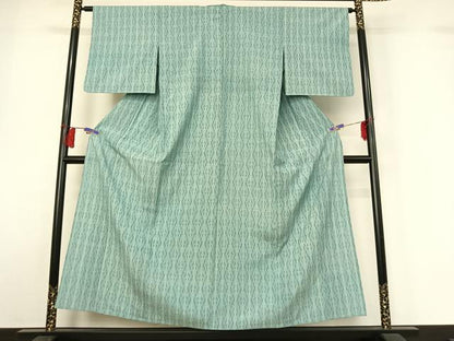 平和屋着物▽上質な紬　単衣　縞　正絹　逸品　AABH2198jh