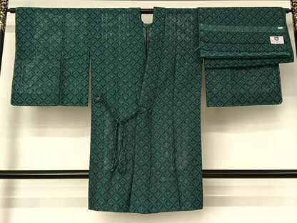 平和屋着物▽道中着　スリーシーズン　春夏秋　塵除け　菱文　反端付き　正絹　逸品　未使用　AABH2199jh