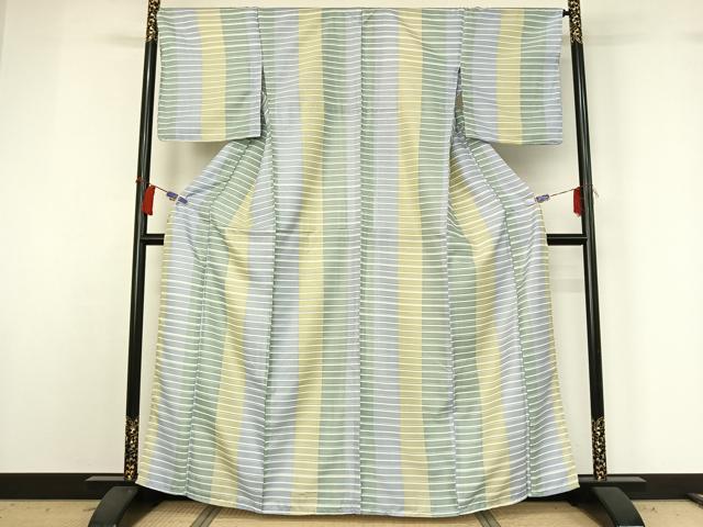 平和屋着物▽小紋　単衣　横段文　洗える着物　AABH2202jh
