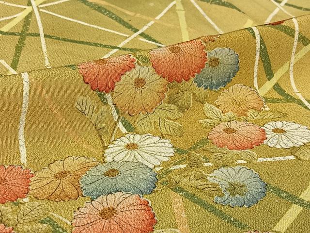 平和屋着物▽上質な小紋　単衣　草花文　正絹　逸品　AABH2206jh