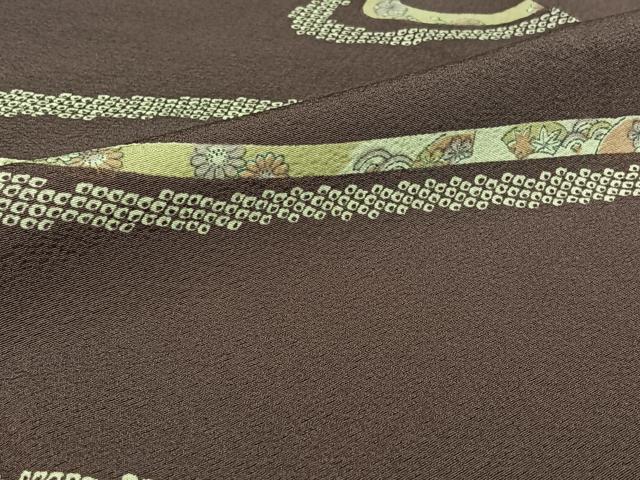 平和屋着物▽上質な小紋　単衣　手描き　流水花文　三越扱い　正絹　逸品　AABH2207jh