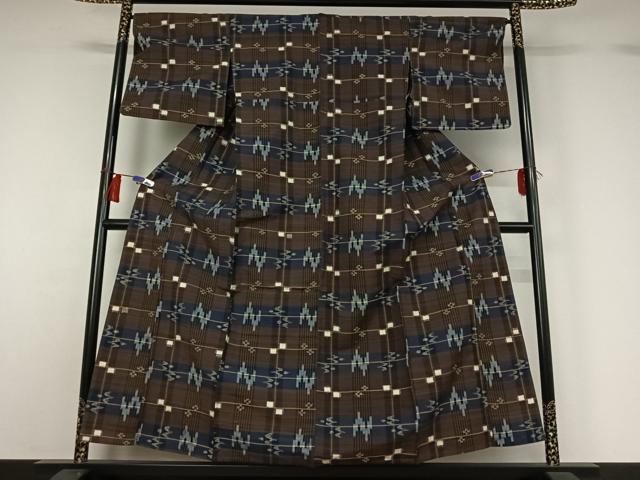 平和屋着物▽上質な紬　単衣　琉球絣　西武百貨店扱い　正絹　逸品　AABH2213jh