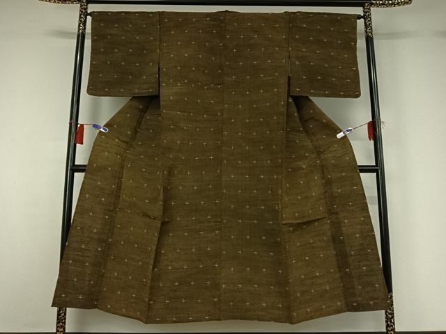 平和屋着物▽上質な紬　単衣　十字絣　正絹　逸品　AABH2214jh