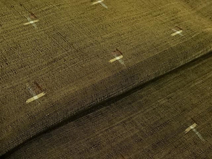 平和屋着物▽上質な紬　単衣　十字絣　正絹　逸品　AABH2214jh