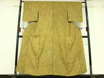 平和屋着物▽上質な小紋　単衣　亀甲文様　正絹　逸品　AABH2216jh