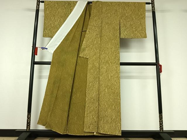 平和屋着物▽上質な小紋　単衣　亀甲文様　正絹　逸品　AABH2216jh 平和屋着物▽上質な小紋 単衣 型染め 風景花文 鬼しぼ縮緬 やまと誂製