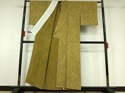 平和屋着物▽上質な小紋　単衣　亀甲文様　正絹　逸品　AABH2216jh