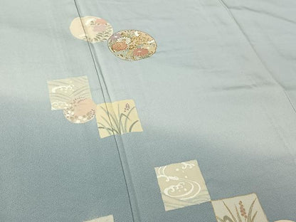 平和屋着物▽訪問着　単衣　花丸文　暈し染め　金彩　正絹　逸品　AABH2222jh
