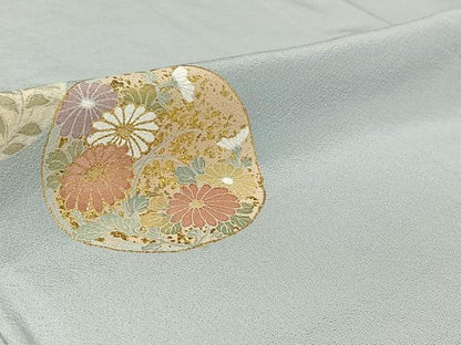 平和屋着物▽訪問着　単衣　花丸文　暈し染め　金彩　正絹　逸品　AABH2222jh