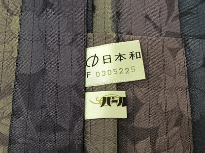 平和屋着物▽道中着　スリーシーズン　春夏秋　塵除け　本場縞大島紬　草花文　証紙付き　正絹　逸品　AABH2223jh
