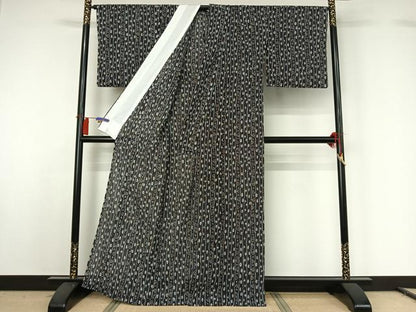 平和屋着物▽小紋　単衣　幾何学花文　洗える着物　AABH2225jh
