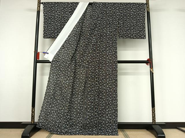 平和屋着物▽小紋　単衣　幾何学花文　洗える着物　AABH2225jh
