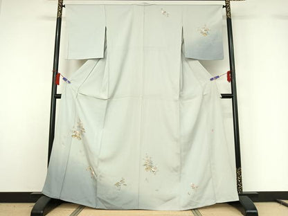 平和屋着物▽訪問着　単衣　作家物　風景花文　暈し染め　正絹　逸品　AABH2227jh