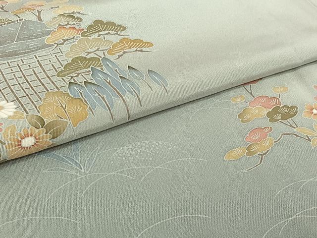 平和屋着物▽訪問着 単衣 作家物 風景花文 暈し染め