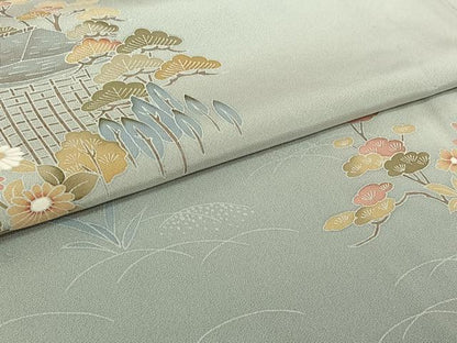 平和屋着物▽訪問着　単衣　作家物　風景花文　暈し染め　正絹　逸品　AABH2227jh