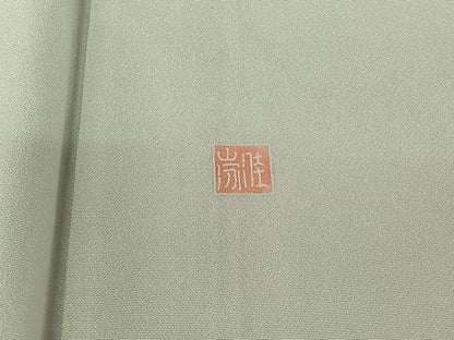 平和屋着物▽訪問着　単衣　作家物　風景花文　暈し染め　正絹　逸品　AABH2227jh