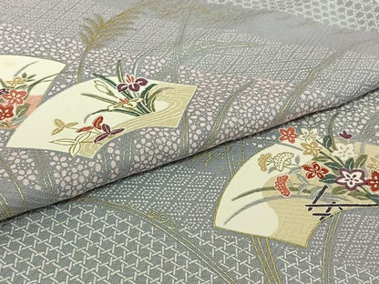 平和屋着物▽上質な小紋　単衣　地紙花文　正絹　逸品　AABH2229jh