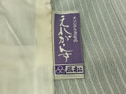 平和屋着物▽上質な小紋　単衣　変わり縞　正絹　逸品　AABH2231jh