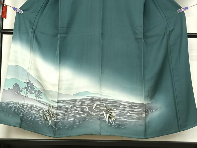平和屋着物▽訪問着　単衣　風景笹竹文　暈し染め　金彩　正絹　逸品　AABH2232jh 平和屋着物▽訪問着 単衣 風景笹竹文 暈し染め 金彩 正絹 逸品