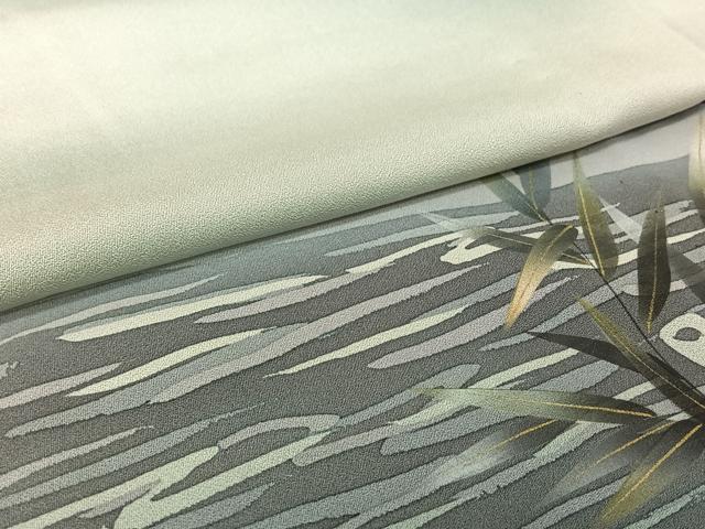 平和屋着物▽訪問着　単衣　風景笹竹文　暈し染め　金彩　正絹　逸品　AABH2232jh 平和屋着物▽訪問着 単衣 風景笹竹文 暈し染め 金彩 正絹 逸品