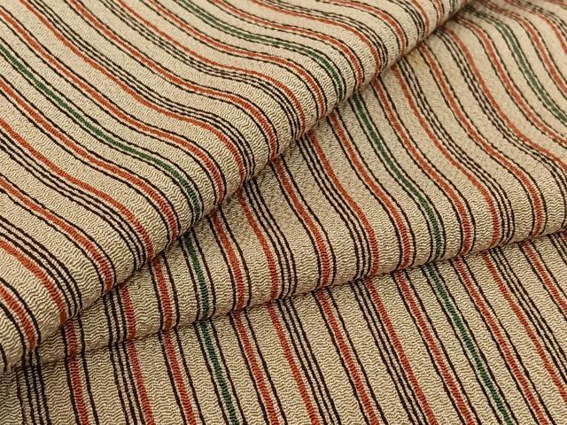 平和屋着物▽上質な小紋　単衣　縞　鬼しぼ縮緬　正絹　逸品　AABH2234jh