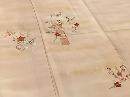 平和屋着物▽訪問着　単衣　総刺繍　飾花文　暈し染め　正絹　逸品　AABH2235jh