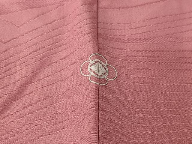 平和屋着物▽上質な色無地　単衣　流水地紋　石竹色　正絹　逸品　AABH2241jh