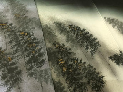 平和屋着物▽訪問着　単衣　樹林文　暈し染め　金彩　正絹　逸品　AABH2243jh