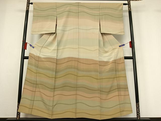 平和屋着物▽訪問着　単衣　作家物　横段文　正絹　逸品　AABH2244jh