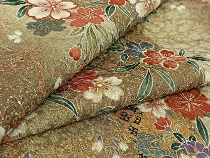 平和屋着物▽上質な小紋　単衣　吉祥花文　金彩　正絹　逸品　AABH2246jh