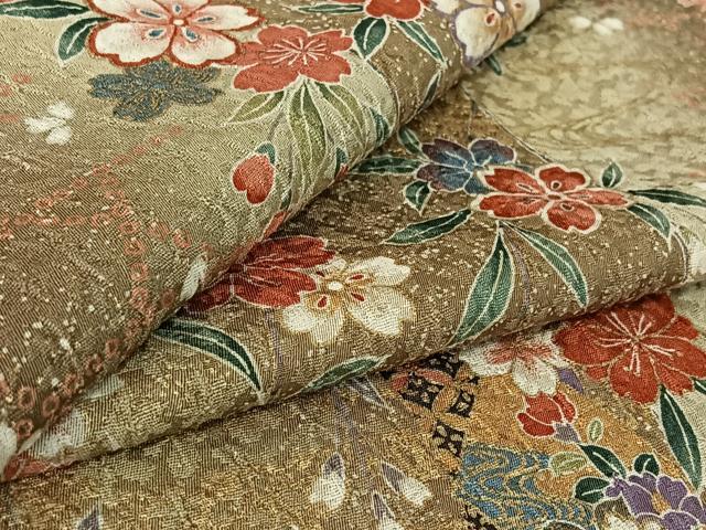 平和屋着物▽上質な小紋　単衣　吉祥花文　金彩　正絹　逸品　AABH2246jh