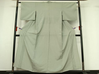 平和屋着物▽本塩沢　単衣　横段文　正絹　逸品　AABH2248jh