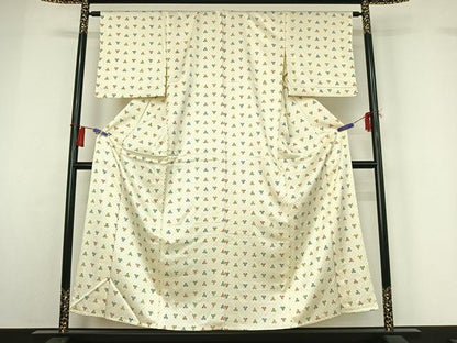 平和屋着物▽上質な小紋　単衣　毘沙門亀甲　正絹　逸品　AABH2252jh