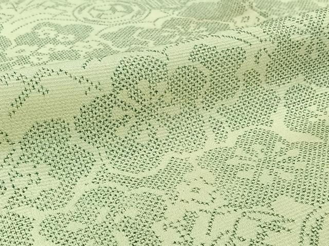 平和屋着物▽本塩沢　単衣　吉祥梅文　正絹　逸品　AABH2255jh