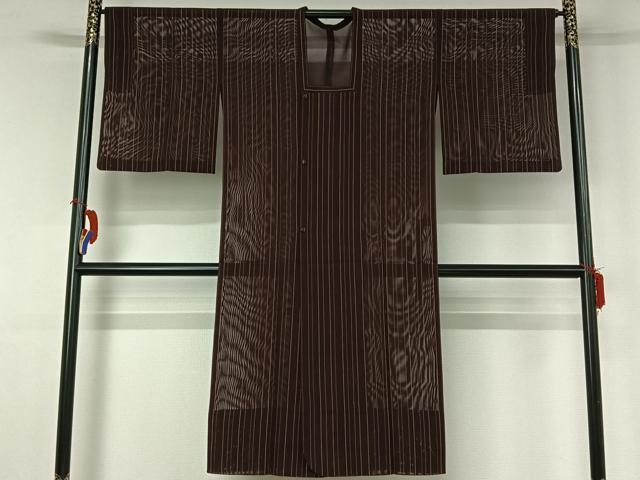 平和屋着物▽道行コート　スリーシーズン　春夏秋　塵除け　縞　正絹　逸品　AABH2257jh
