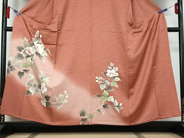 平和屋着物▽訪問着　単衣　作家物　刺繍　草花文　暈し染め　金糸　正絹　逸品　AABH2259jh 平和屋着物▽訪問着 単衣 枝花文 暈し染め 金彩 正絹 逸品 AABC0573fy