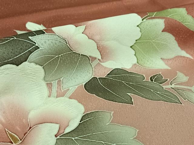 平和屋着物▽訪問着　単衣　作家物　刺繍　草花文　暈し染め　金糸　正絹　逸品　AABH2259jh 平和屋着物▽訪問着 単衣 枝花文 暈し染め 金彩 正絹 逸品 AABC0573fy