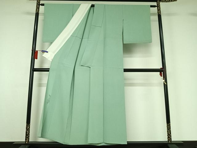 平和屋着物▽上質な色無地 単衣 錆青磁色 正絹 逸品 AABH2260jh