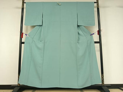 平和屋着物▽上質な色無地　単衣　空色　正絹　逸品　AABH2264jh