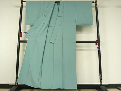平和屋着物▽上質な色無地　単衣　空色　正絹　逸品　AABH2264jh