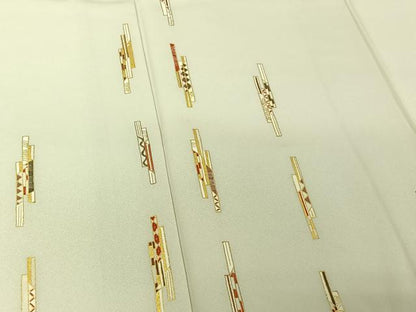 平和屋着物▽訪問着　単衣　短冊吉祥文　金彩　正絹　逸品　AABH2268jh