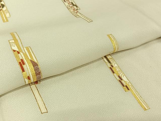 平和屋着物▽訪問着　単衣　短冊吉祥文　金彩　正絹　逸品　AABH2268jh