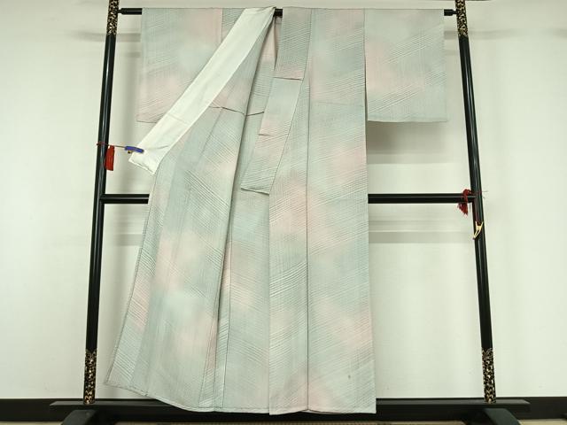 平和屋着物▽染色作家　斉藤三才　小紋　単衣　霞文　暈し染め　正絹　逸品　AABH2269jh
