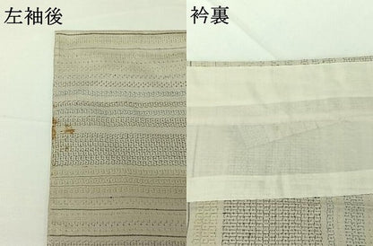 平和屋着物▽結城紬　単衣　80亀甲　横段文　正絹　逸品　AABH2270jh