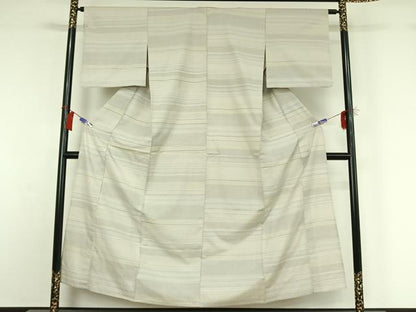 平和屋着物▽結城紬　単衣　80亀甲　横段文　正絹　逸品　AABH2270jh