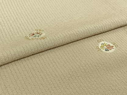 平和屋着物▽上質な小紋　単衣　絞り　手描き　花丸文　金彩　正絹　逸品　AABH2272jh