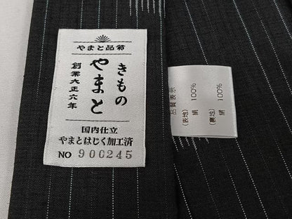 平和屋着物▽男性 紬 単衣 縞 やまと誂製 正絹 逸品 AABH2277jh