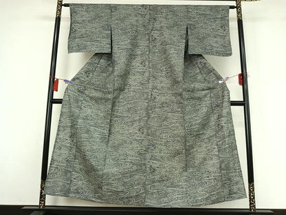 平和屋着物▽上質な小紋　単衣　流水文　正絹　逸品　AABH2278jh
