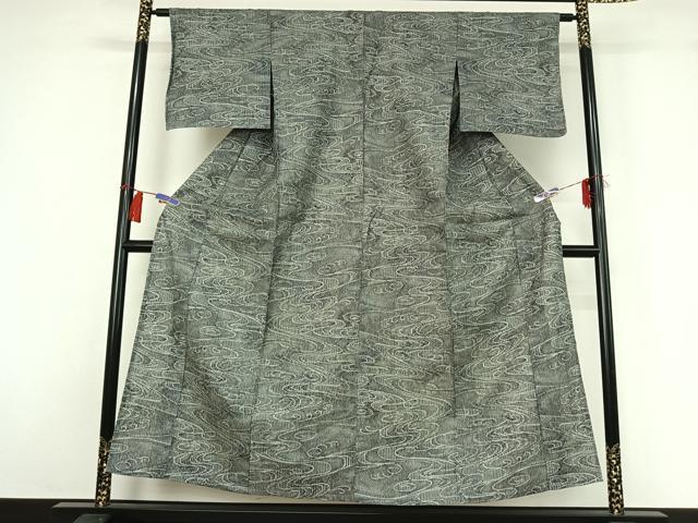 平和屋着物▽上質な小紋　単衣　流水文　正絹　逸品　AABH2278jh