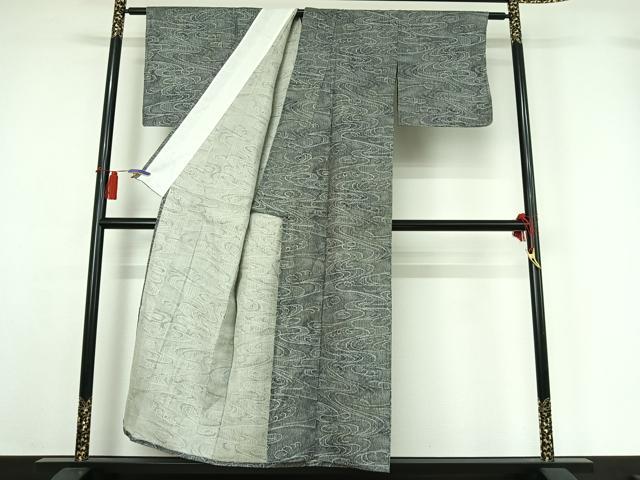 平和屋着物▽上質な小紋　単衣　流水文　正絹　逸品　AABH2278jh